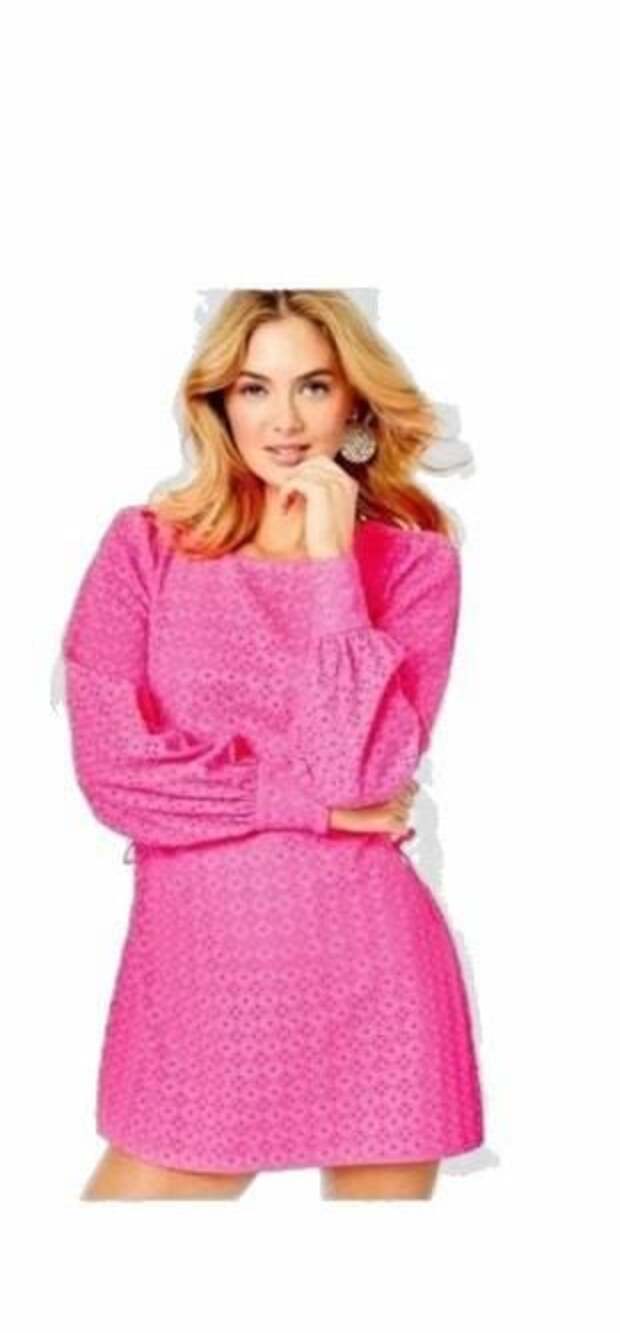 Lilly Pulitzer Bright Pink Eyelet Long-Sleeve Romper